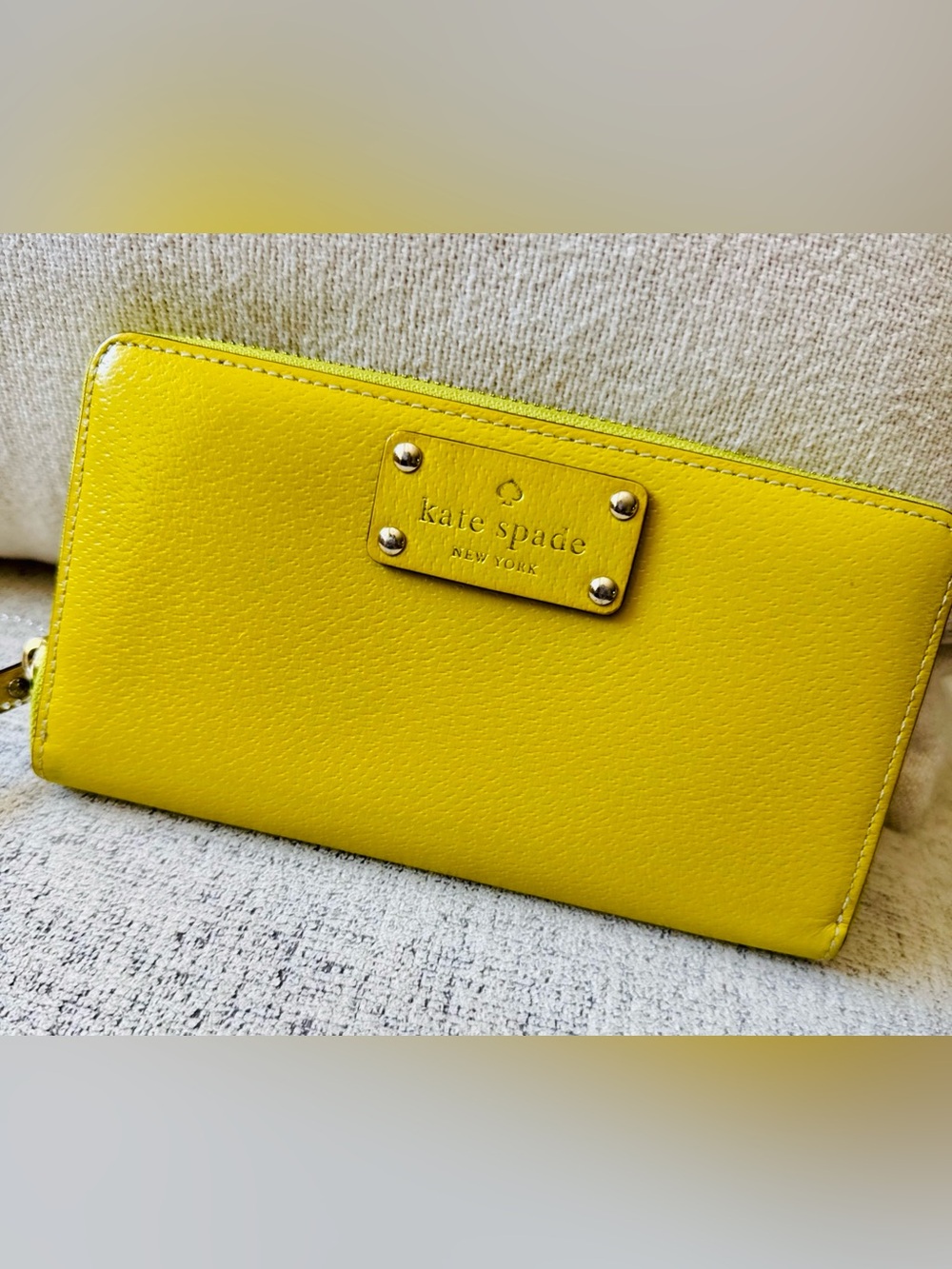 Kate Spade Wellesley Neda Wallet Large Continental Yellow Zip Around Clutch